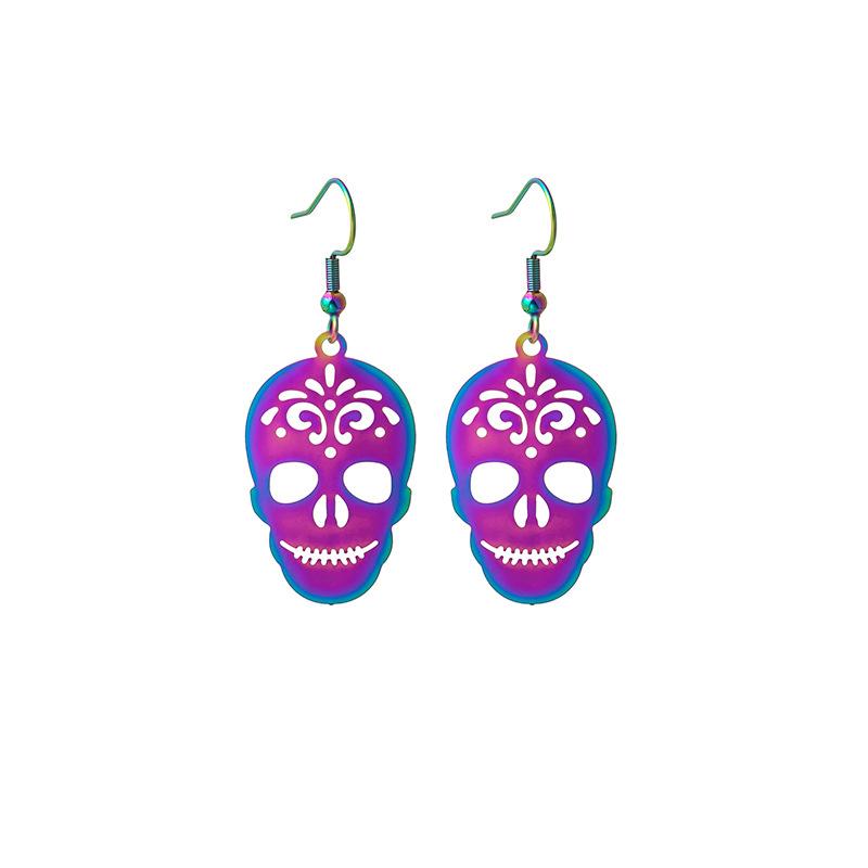 Halloween Trendy Funny Earrings Colorful Gradual Change Electroplating Color Matching Niche Earrings Temperament
