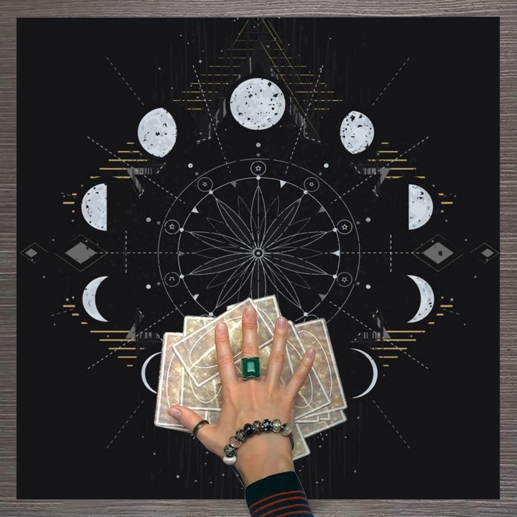 Tarot Karten Tischdecke Altar Tuch Mondphasen Astrologie Tischdecke Divination Kartenmatte Wandteppich Wanddekoration