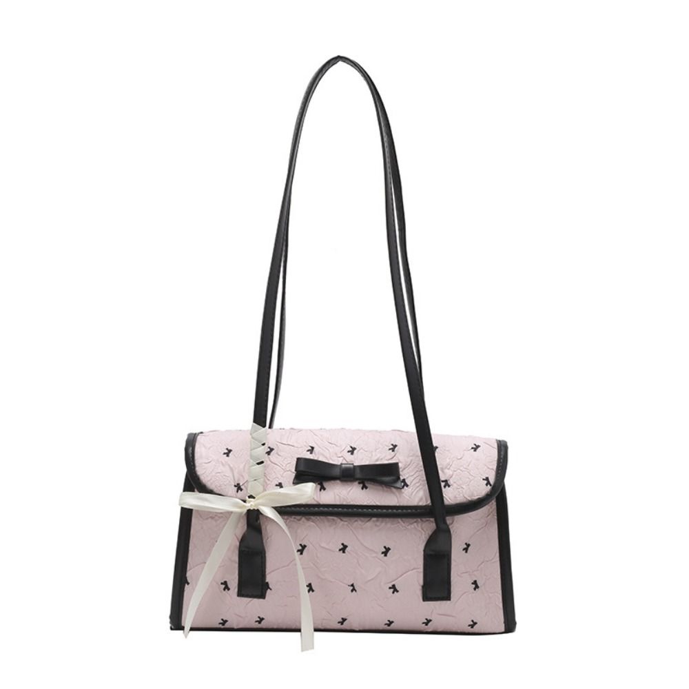 French Bow Shoulder Bag PU Underarm Bag Casual Armpit Bag Daily