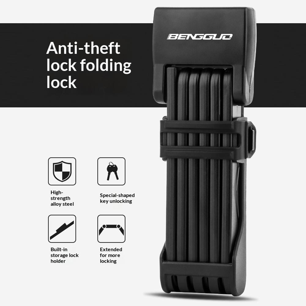 BENGGUO 76.7cm Extended Anti-Theft Lock for Mountain Bicycle/Electric Bike 6 Section Folding Alloy Steel Lock