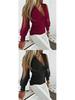 Autumn V-Neck Long Sleeve Women's Fashion Solid Color Blouse