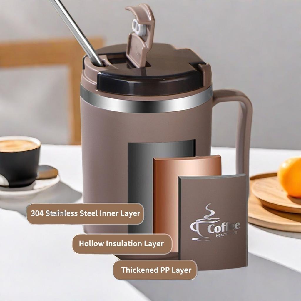 Thermal Coffee Mug Tumbler With Spoon&Strainer 450/500ml 304 Stainless Steel Double Wall Drinking Cup Insulated Milk Cofffee Cup