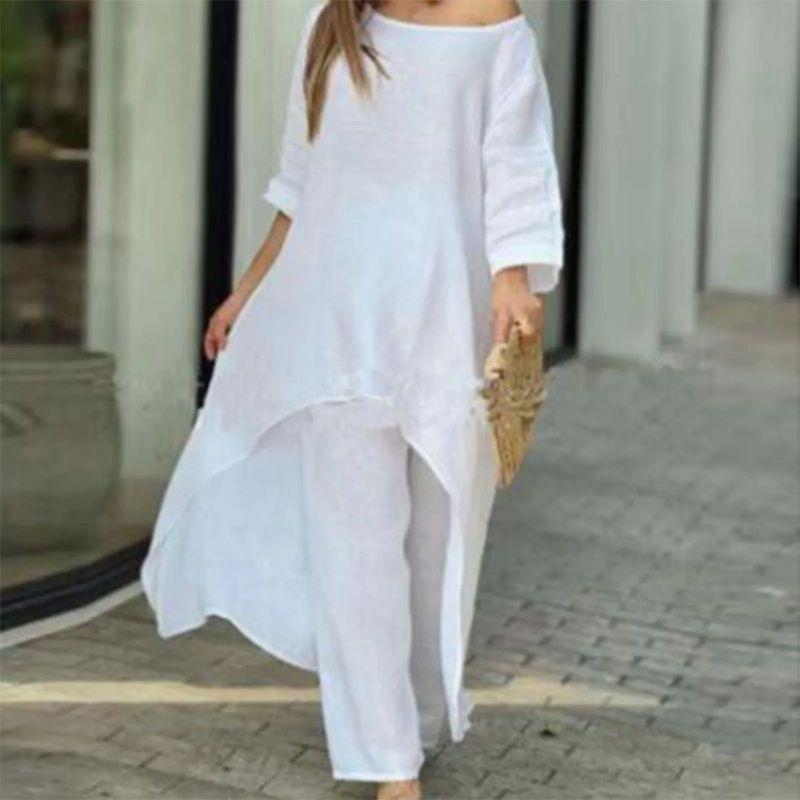 Irregular Long-Sleeve Wide-Leg Pantsuit Irregular Long Sleeve Loose Pants Suit