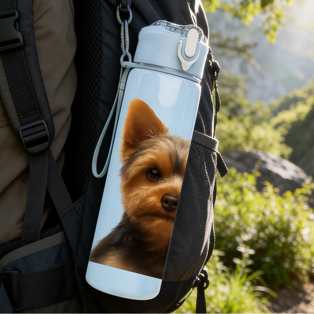1PC Yorkshire Terrier Headshot 750ml Color Plastic Sports Water Bottle Leakproof Flip Straw Lid Suitable for Sports Office Home Use