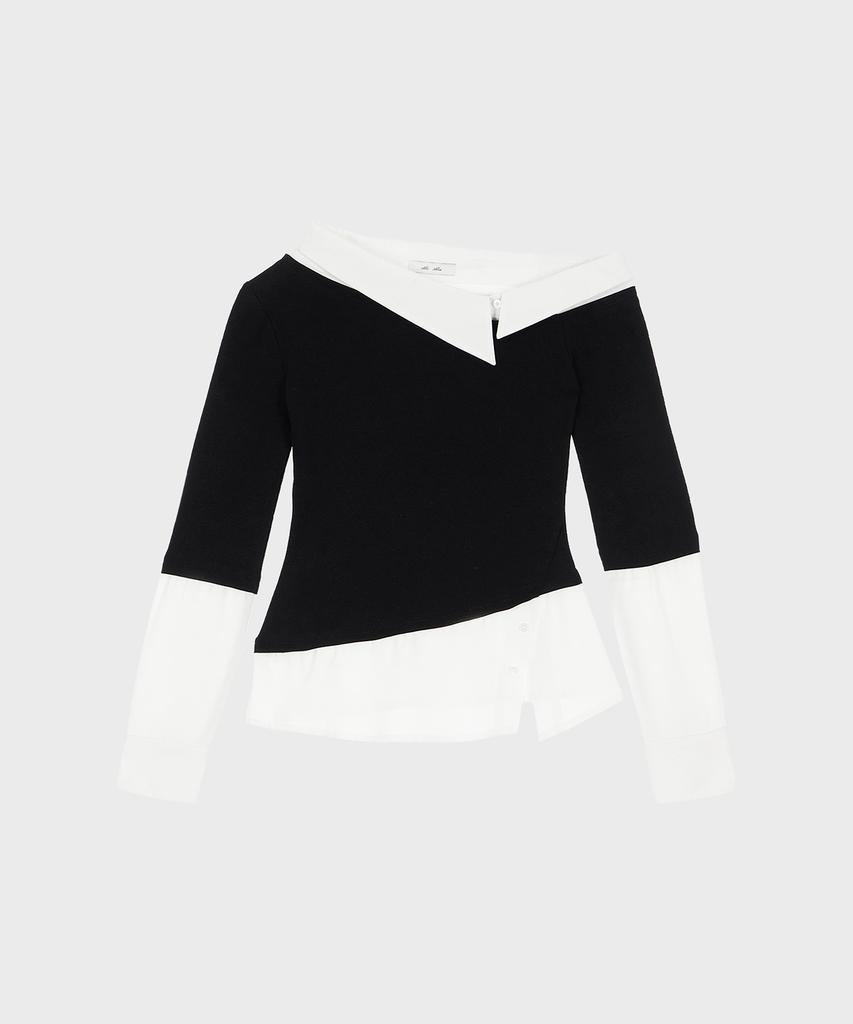 Alkialka One-Shoulder Layered Top (Black)