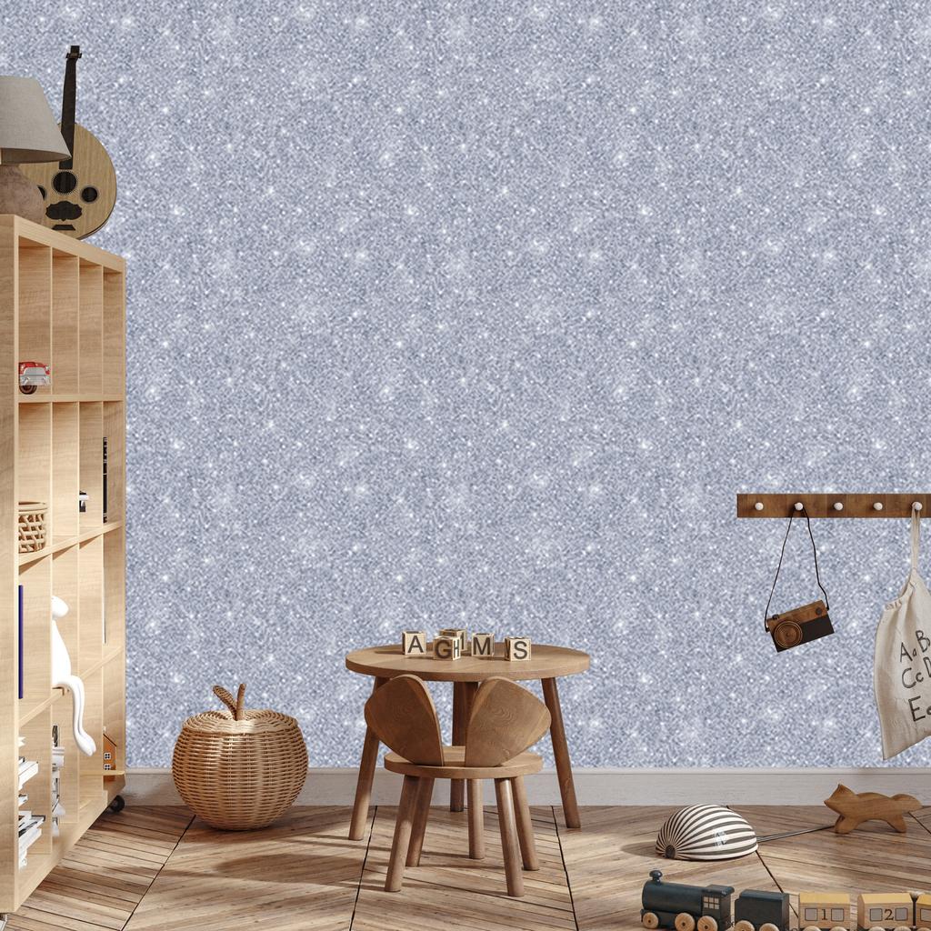 Blue and light gray glitter wallpaper for living room and bedroom 50x1000