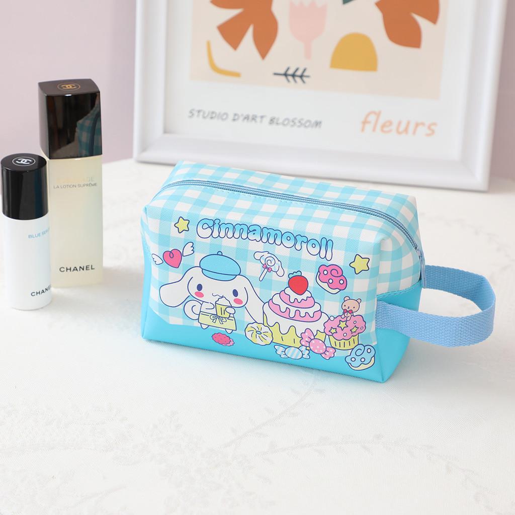 Melody Grid Party Cartoon Leather Waterproof Makeup Storage Bag With Handle
