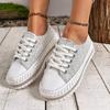 Women’s Lace-Up Platform Sneakers Rhinestone Casual Shoes
