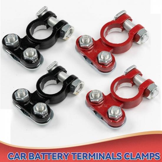 

4PCS Negative & Positive Car Battery Cable Terminals Top Post Connectors Clamp