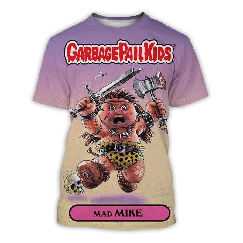 Camisetas Gráficas de Cubo de Basura de Dibujos Animados para Niños Estampado 3D Camisetas de Anime para Niños Moda Hombres Mujeres Manga Corta Cuello Redondo Camiseta Harajuku Y2k Top