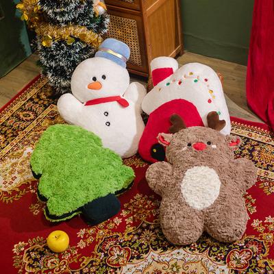 Christmas Tree Plush Toys Santa Pillow Soft Reindeer Socks Snowman Stuffed Animal Cute Birthday Plushie Christmas Gift For Kids