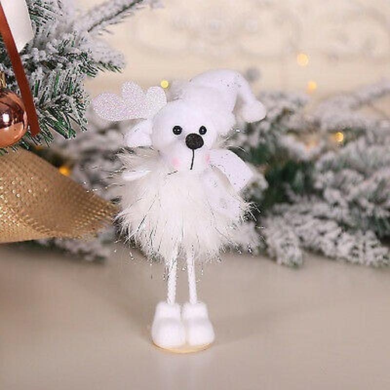 Party Decoration Christmas New Silver Silk Plush Standing Doll Window Snowman Decoration Gift