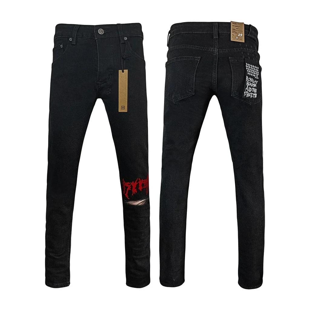 STREETRICH Nejvyšší kvalita Džíny Muži Ženy Móda Křížový Trend Retro Trend Malování Nízký Pas Strečové Skinny Roztrhané Ošoupané Kalhoty