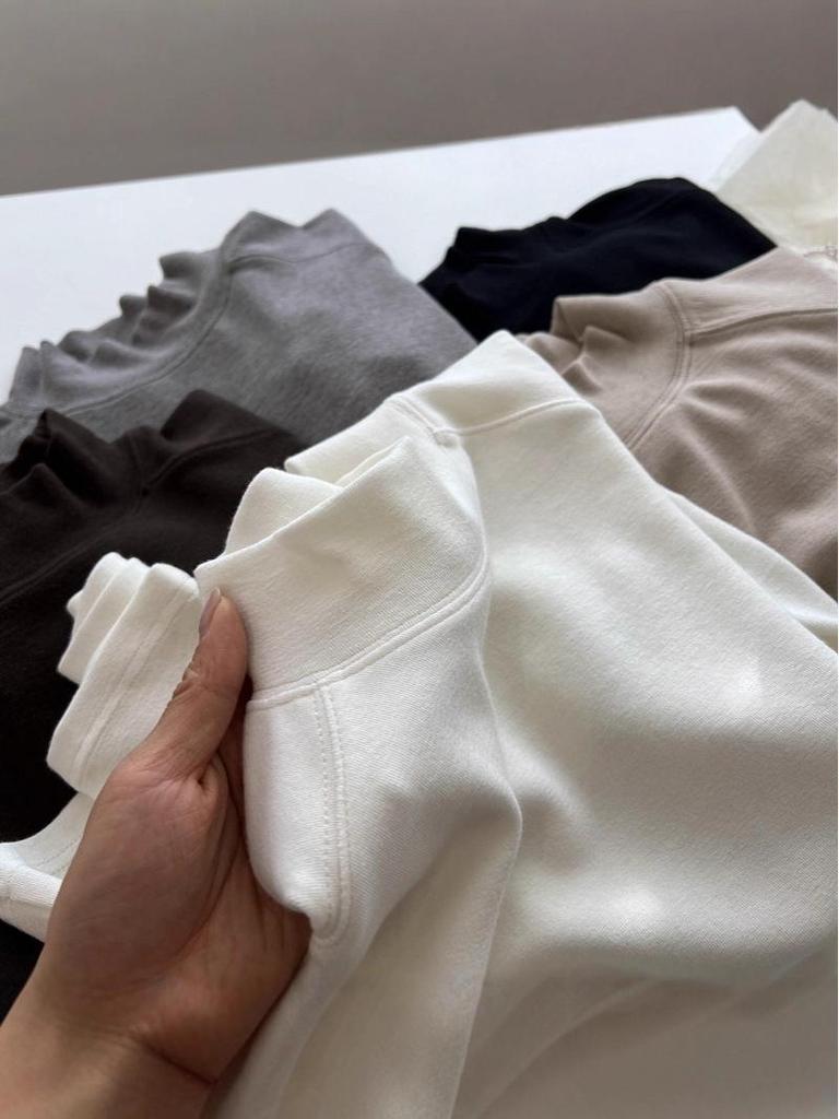 Korean-Style Double-Sided Oreo Fleece Half-Turtleneck Warm Base Layer Top for Women - Long-Sleeve Winter T-Shirt