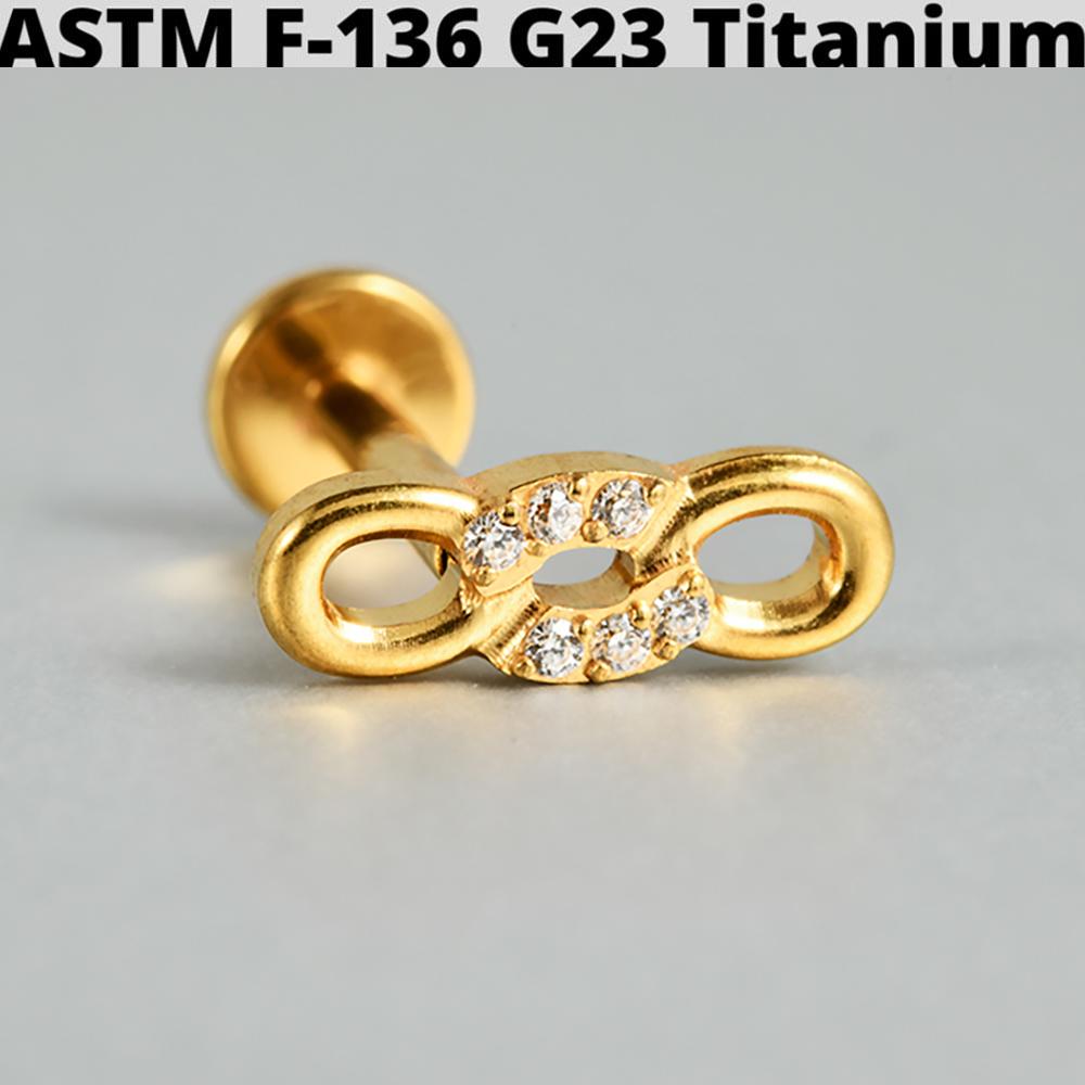 Cz Four Pointed Star G23 Solid Titanium Cartilage Earrings Stud 16G Internally Threaded Sun Helix Ear Tragus Piercing Jewelry
