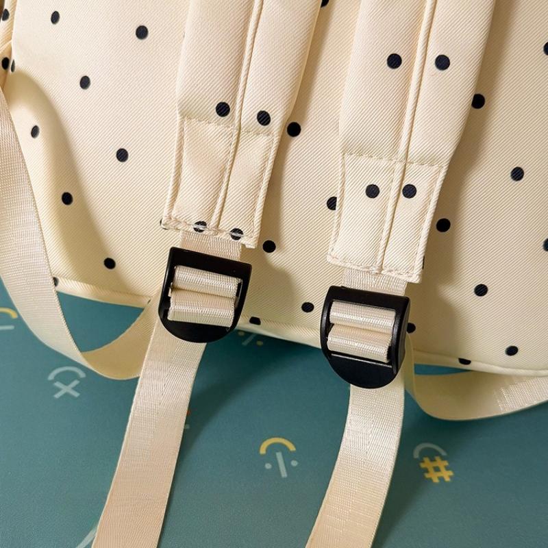 Kawaii Rosa Gepunkteter Spitzenrüschen-Rucksack für Mädchen Japanischer JK-Stil Kreuzschnürung Schultasche für Grund- und Mittelschüler Niedliche Reisetasche