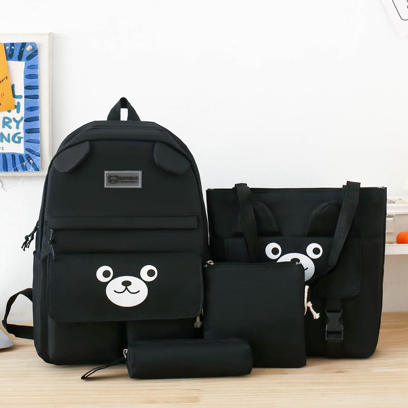 

TS JYL laptop bag,Cute Bear 4 Sets Backpack New Primary Junior Light Cartoon Handbag 30*14*41 чёрный