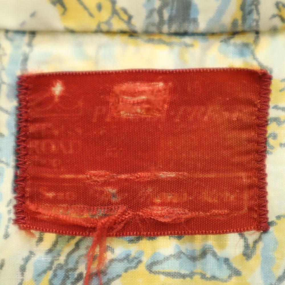 Sears 70s Animal Pattern Long sleeve shirt M Ivory system Old vintage Men's Used