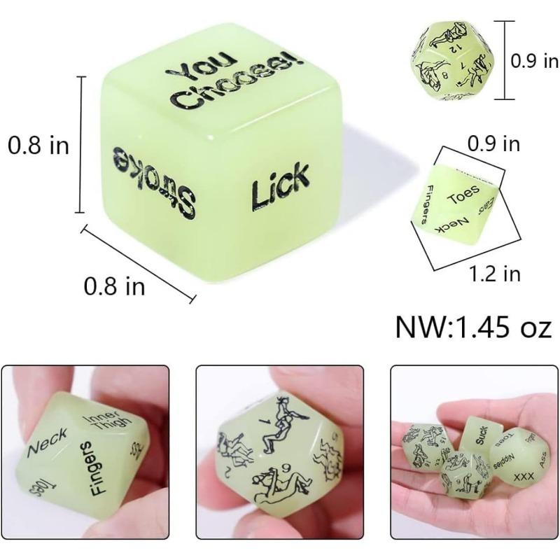 1 Set of 4 Marbled Engraved Glow-in-The-Dark Dice Set, Adult Polyhedral Game Accessories