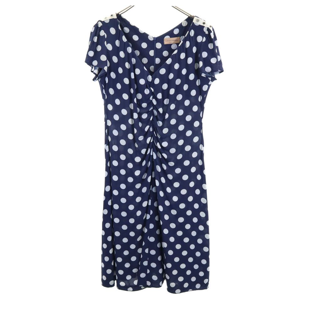 Coccapani Made In Italy Dot Pattern No Sleeve Knee-length Dress L Navy Women Used