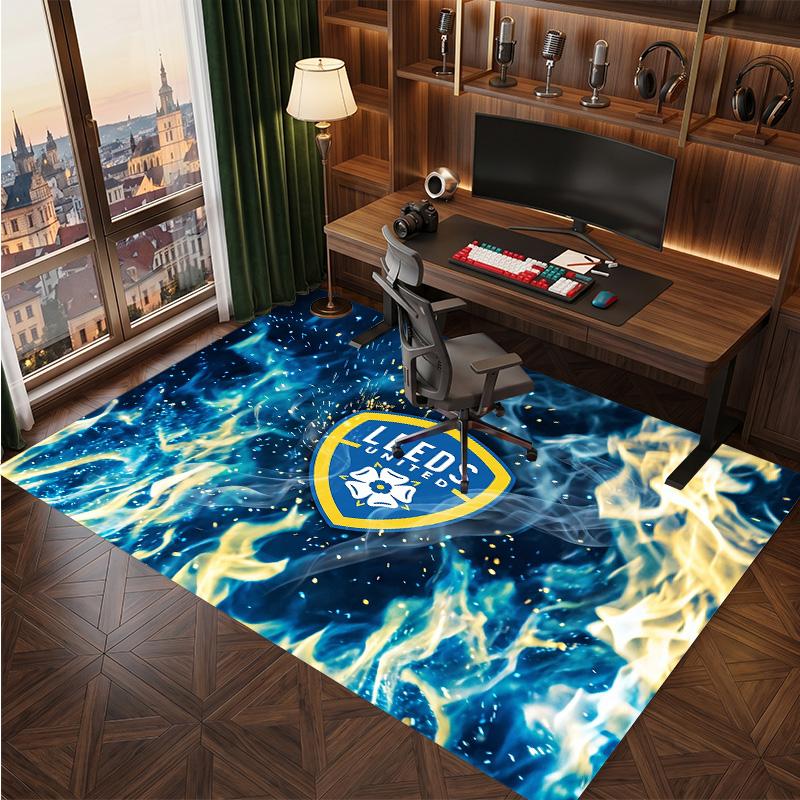 Tappeto in Velluto di Cristallo con Stampa del Leeds United Football, Comodo Assorbente d'Acqua Antiscivolo Tappeto per Pavimenti Interni