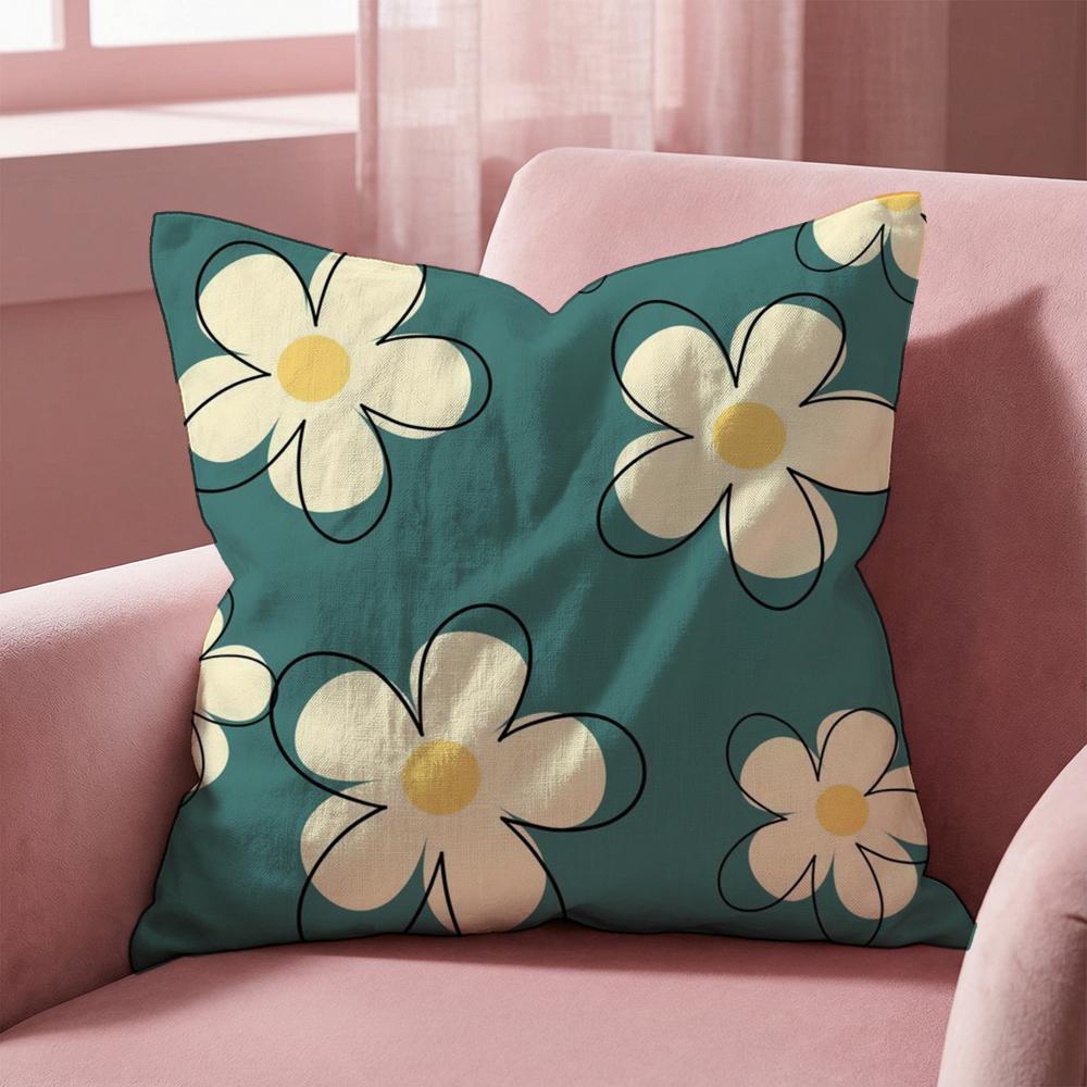 Line Flowers Cushion Cover Multi-Scene Pillow Cover for Home & Car - Reversible, Soft & Durable for Daily Use