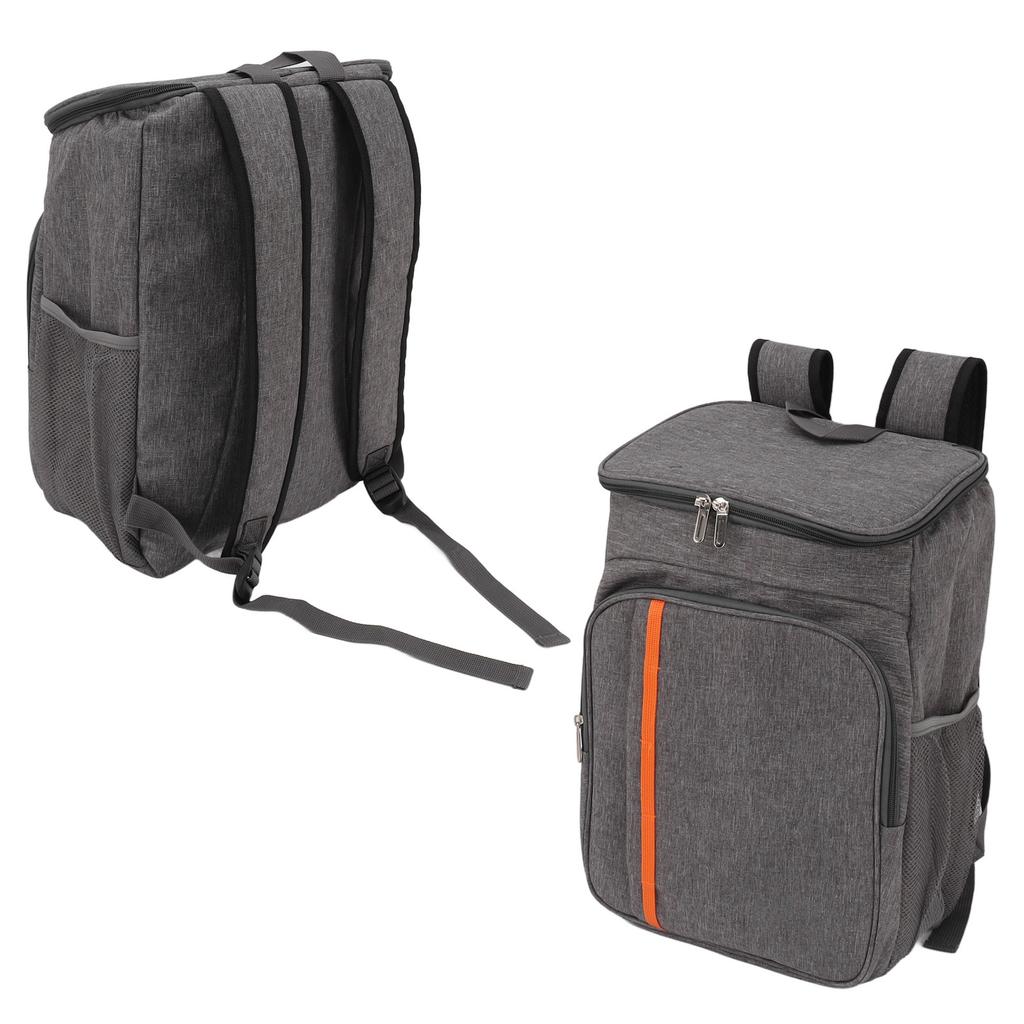 Thermal Insulated Food Delivery Backpack Oxford Cloth and PEVA 18L Grey Leakproof Cooler Backpack
