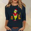 3/4 Sleeve Tops For Women T-Shirt Casual Christmas Print Tops T Shirt Round Neck Pullover Blouse