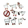 Charming Goose Pose Brooch: Cute Cartoon Animal Metal Badge with Drip Oil Finish.