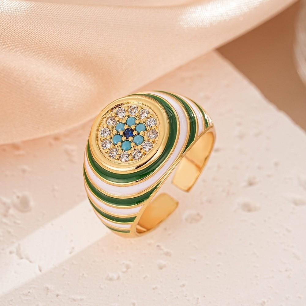 Zinc Zinc Alloy Copper Devil's Eye Ring Vintage Opening Finger Ring Glaze Luxury Ring  Clothes Accessories
