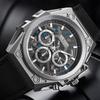 Mode herrklockor Lyxig Kvarts Vattentät Stål Kronograf Klocka Affärsljusande Armbandsur