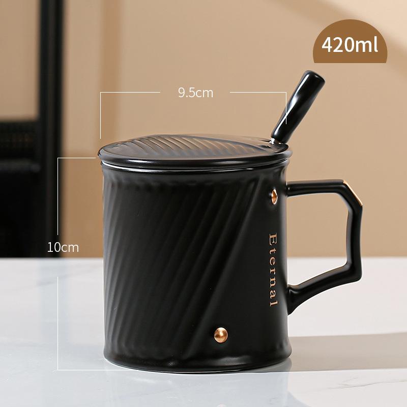 Mug Universal Drinking Water Cup with Lid Spoon Household Water Cup Office Ceramic Cup Breakfast Cup Milk Cup