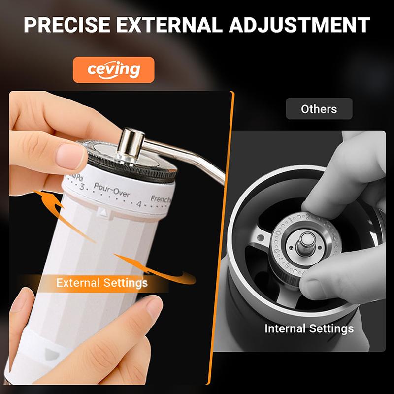 Mini Manual Coffee Grinder With 5 Settings 40 Adjustable Settings, Portable Hand Coffee Bean Mill With 30G Capacity
