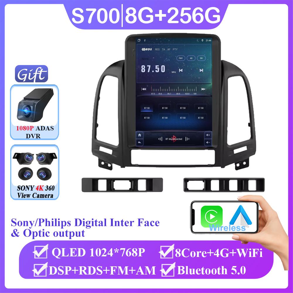 9.7 inch For Hyundai Santa Fe 2006-2012 Android 14 auto Car Radio Multimedia Video Player Navigation stereo GPS 4G BT Wifi