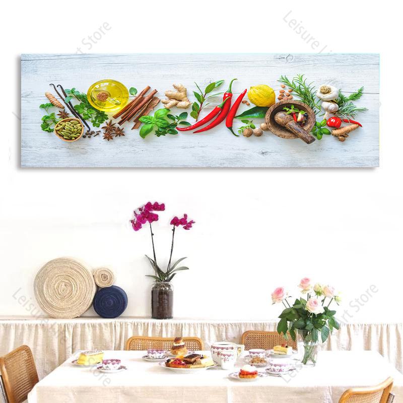 Bunte Kräuter und Gewürze HD Bilder Leinwand Malerei Vielzahl von Gewürzen und Kräutern auf Küchentisch Wand Kunst Raum Dekor Kein Rahmen