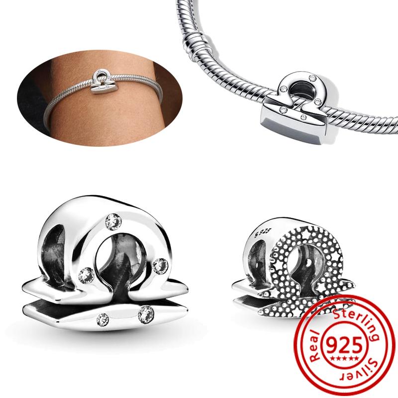 100% 925 Sterling copper Sparkling Twelve Star Sign Zodiac Constellation Charm Beads Fit Original Pandora Bracelet Women Zircon