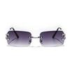 Ruiao  rimless sunglasses UV400 fashion square metal glasses for men women designer man's brand sun shades for outdoor