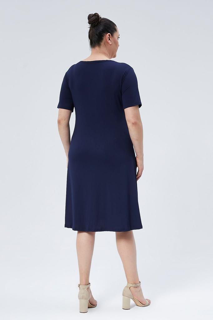 Women's Big Size Dress Floral Patterned Viscose Basic Short Sleeve Dress