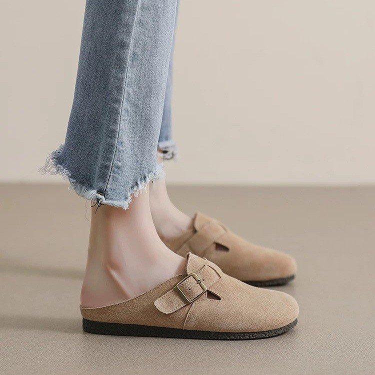 

Популярные тапочки Baotou Birken Женская обувь 2025 Новые весенние балетки Doudou Универсальные ленивые туфли-одинарки на плоской подошве 40 хаки