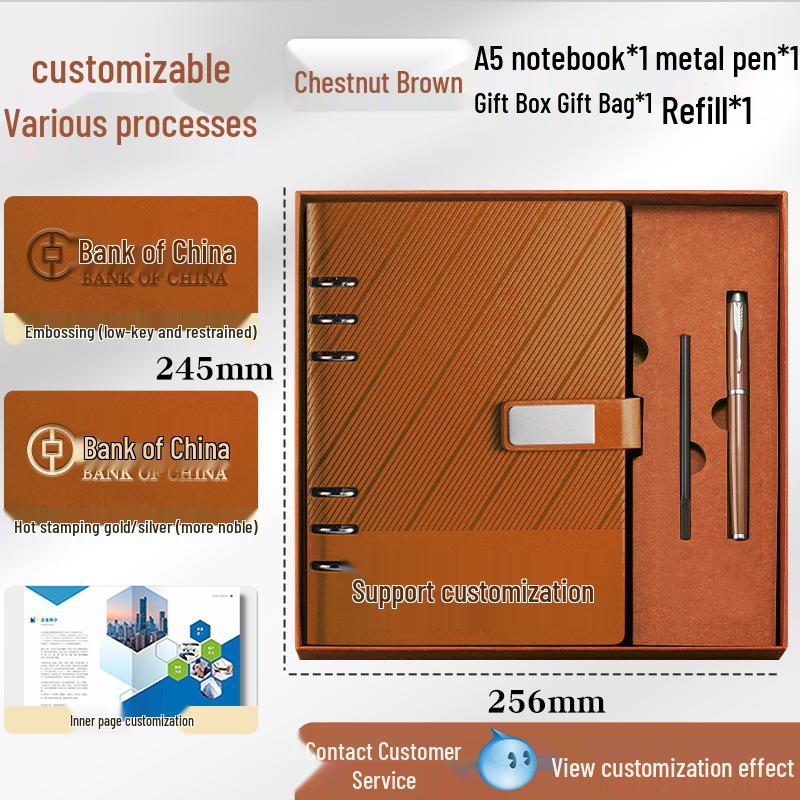 Custom A5 Ring Binder Notebook Gift Set with Logo - Holiday Souvenir Box