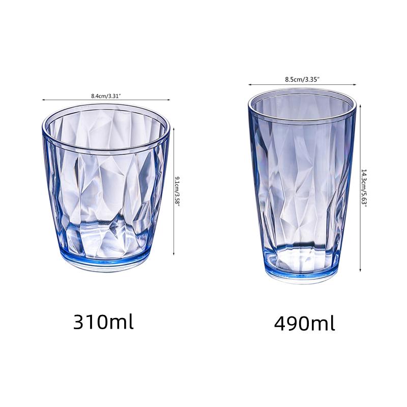 310ml/490ml Unbreakable Acrylic Drinking Glasses Shatterproof Water Cup Reusable Fruit Juice Beer Cup Champagne Drinking Cup