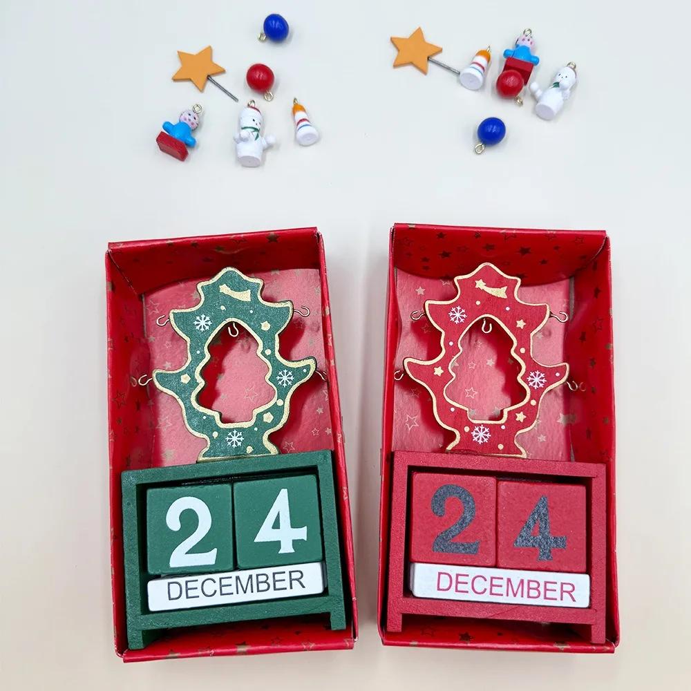1PC Christmas Wooden Calendar Ornament Countdown Santa Claus Snowman DIY for Tabletop Ornaments Christmas Decoration 2025
