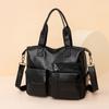 Fashionable Women's Handbag with Large Capacity Solid Color Soft PU Leather Material Retro Shoulder Bag  Crossbody Bag