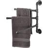 Bathroom Towel Rack Swivel Towel Rail Industrial Style Iron Metal Towel Bar Wall Mounted Black Towel Holder with 3 Swing Arm for Bathroom Kitchen
