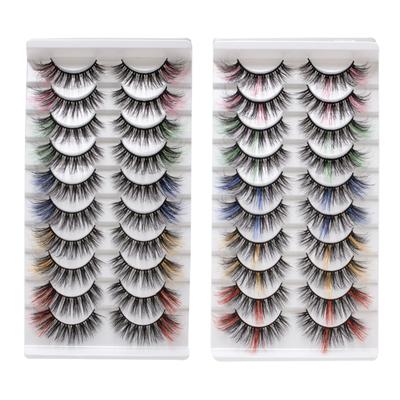 10 Pairs 3D Colorful Curly Thickened Synthetic Lashes Set Vibrant False Eyelashes Makeup Accessories for Women