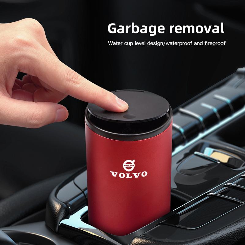 Car Garbage Cup Aluminum Alloy Trash Can Ashtray For Volvo Xc60 Xc90 V40 V60 S60 XC40 V50 V90 S80 C40 V70 XC70 C30 EX90 Rdesign