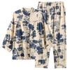 Women’s Korean Style Bamboo Cotton Pajamas - Loose Casual Fit with Seven-Sleeve Top and Long Pants for Homewear