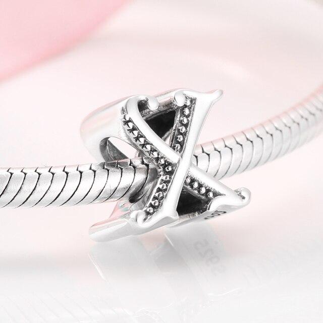 925 Sterling Silver Fashion Delicate A To Z Alphabet Letter Beads Fit Charms 925 Bracelets Bangles Diy Jewelry
