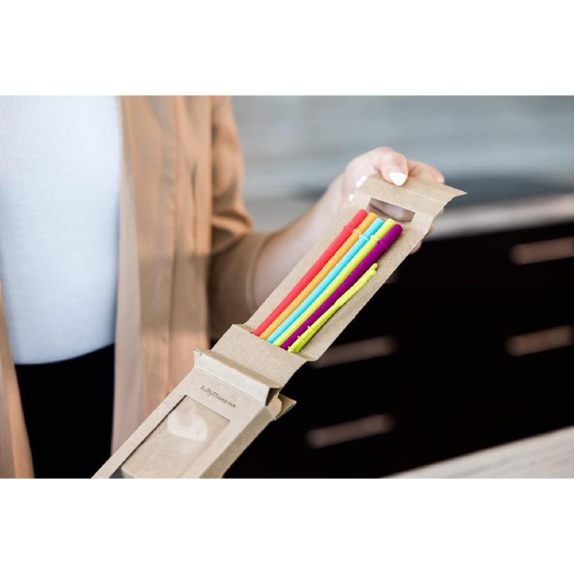 Long Silicone Straws With Stoppers for Tumblers - Slender Silicon Rubber Reble Drinking Straws for Simple Modern, Starbucks, Yeti, rTic, Acrylic 24