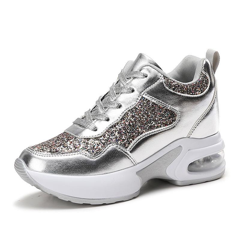 Women's Rhinestone Sequin Platform Sneakers - Stylish, Height-Boosting, Versatile Casual Shoes for Autumn